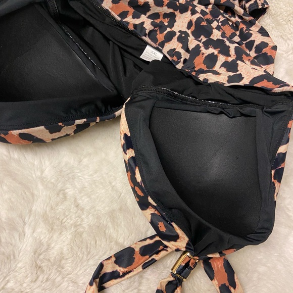 NWOT womens one piece push up bra swimsuit halter leopard print plus size XXL - Picture 7 of 8